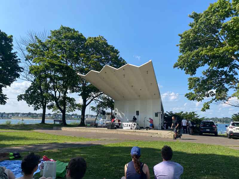 View of the Salem Willows Shell during Sonny Jim Trio performance at Sunset Hang 2026